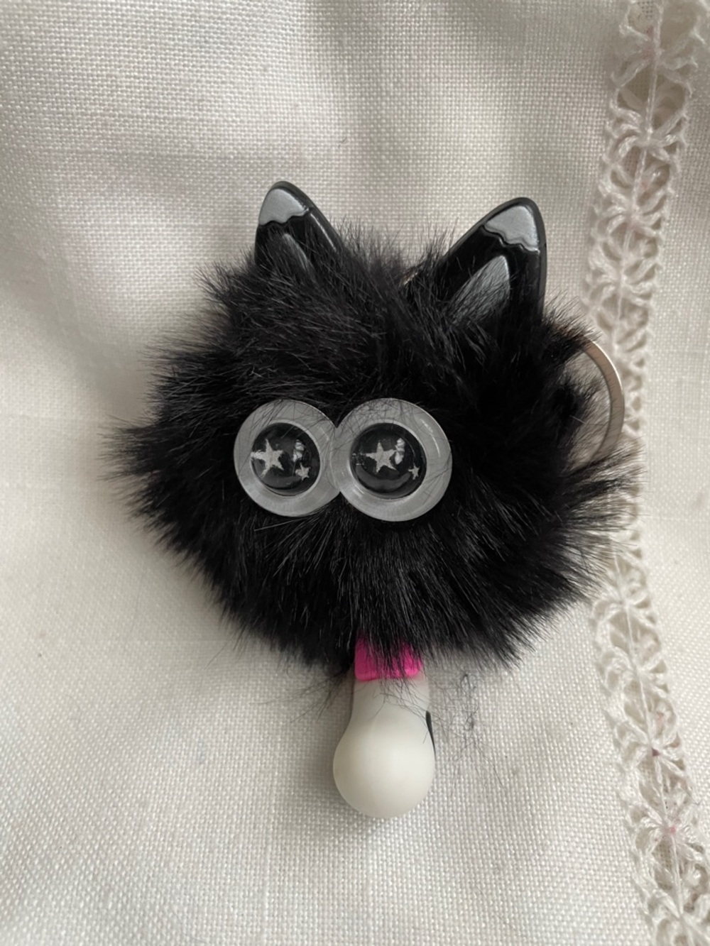 Keychain/Bag Charms 5 Fluffy Pom Pom,Purple,Pink,Blue,White,Black NEW - Picture 6 of 8